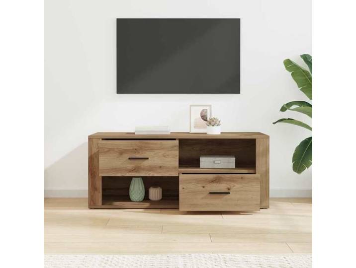 Cabinet TV - Marron - Meuble TV pour Télévision - 1 PC - Chêne artisanal 100x35x40 cm Bois d'ingénierie T2126