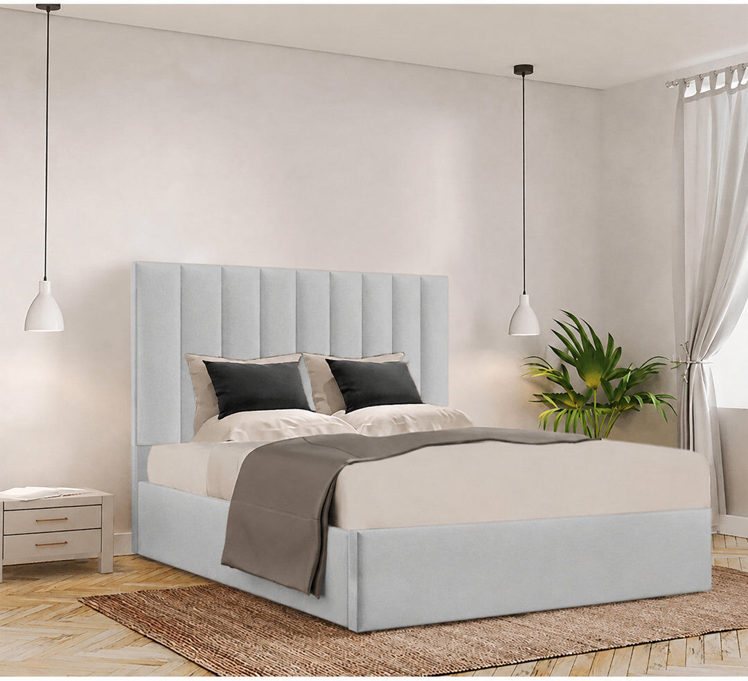 Brayden Studio Besar Upholstered Ottoman Storage Bed Light Silver Small Double (4')
