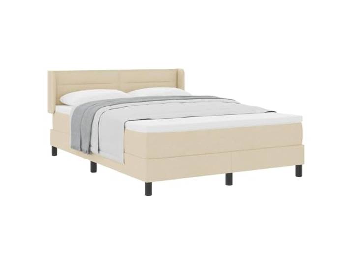 KKgypkn Boxspringbett mit verstellbarem Kopfteil Creme 190x140 cm Stoff, Taschenfederkern-Matratze mittelfest, modernes Design aus Polyester und Kiefernholz