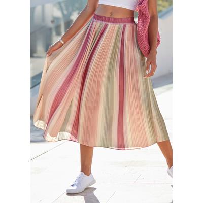 Plisseerock VIVANCE "mit modischem Farbverlauf und Gummizugbund", Damen, Gr. 38, bunt, Web, , mehrfarbig, figurumspielend ca. Mitte Wade, Röcke, eleganter Midirock, leichter Sommerrock aus luftiger Webware