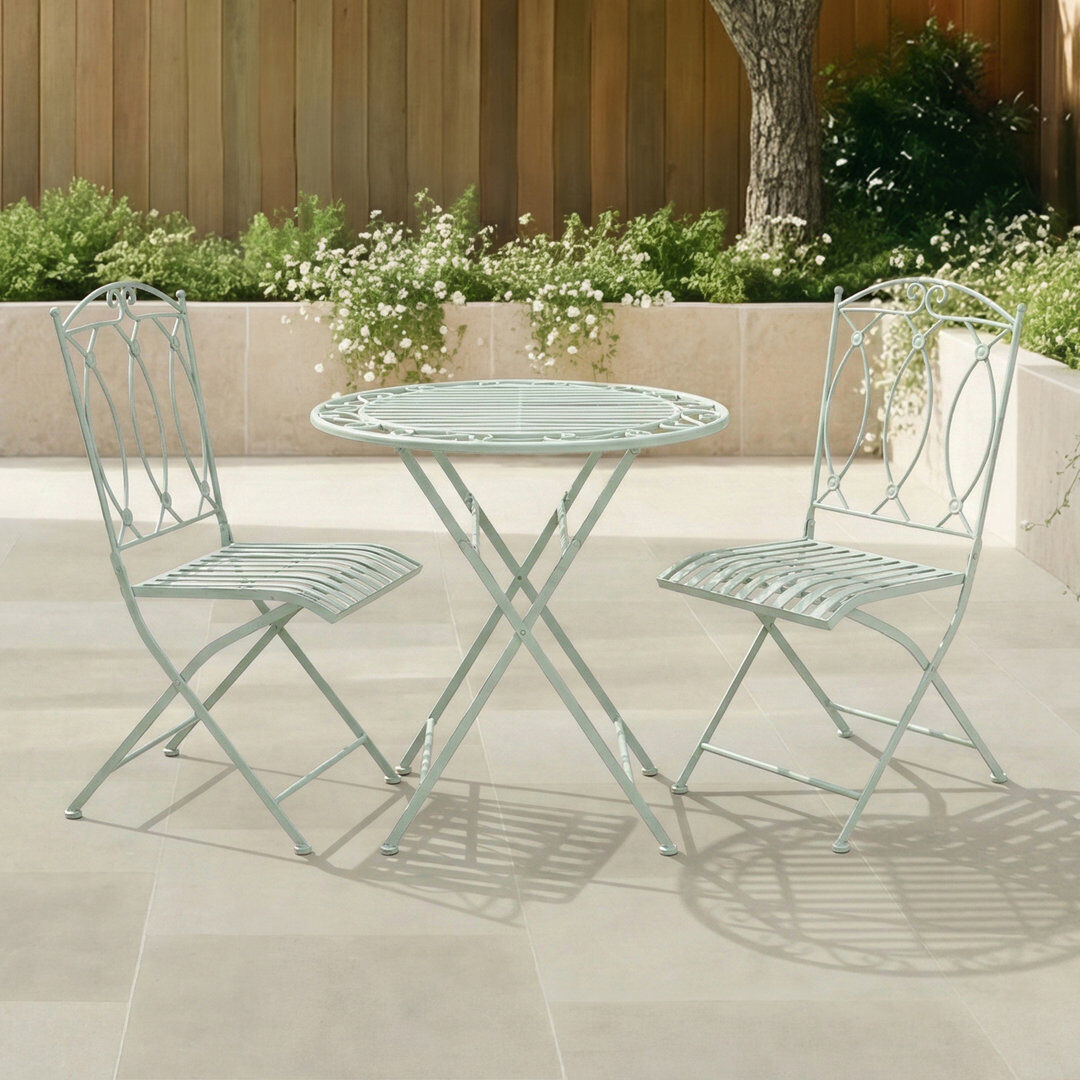 Charles Bentley 2 - Person Patio Dining Set with Round Table Sage green 2
