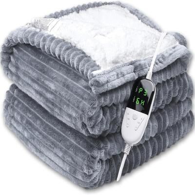 Inspire Daily Merch Striped Flannel Electric Blanket, Electric Heating Blanket With Speed Temperature Adjustment, Speed Timed Automatic Striped Flannel Electric Blanket, Electric Heating Blanket With Speed Temperature Adjustment, Speed Timed Automatic
