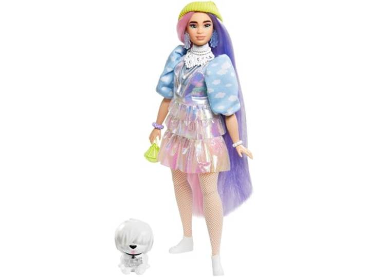 Barbie Extra Doll #2 in Shimmery Look with Pet Puppy