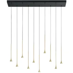 Fabas Luce Susa LED-Pendelleuchte, 10 x 5 W, 4650 lm, 3000 K, dimmbar, in Schwarzmetall/Satinmessing, Schutzart IP20, höhenverstellbar - Susa