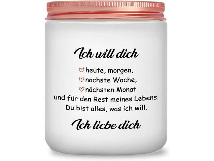 Duftkerze Lavendel Ich liebe dich 50h Brenndauer, Weiß, Paraffin, 9 cm, Dekoration, Kerzen & Kerzenhalter, Duftkerzen