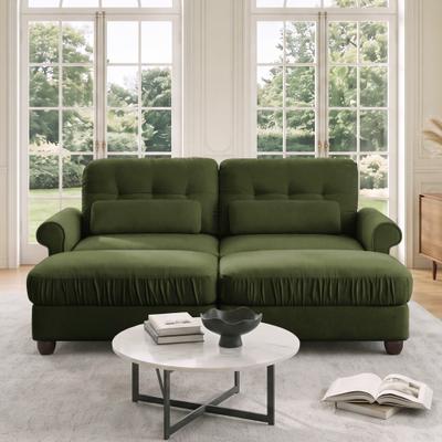 Unbranded "69.2"" Modular Chenille 2-Seater Sofa, Rolled Arms with Lumbar Pillows Loveseat"