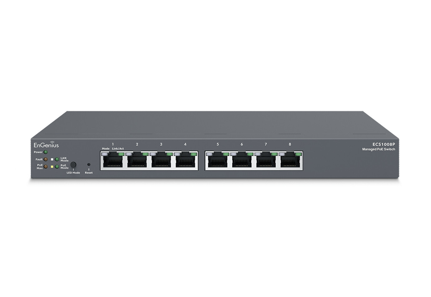 EnGenius ECS1008P Managed L2 Gigabit Ethernet Netwerkswitch met PoE, zwart