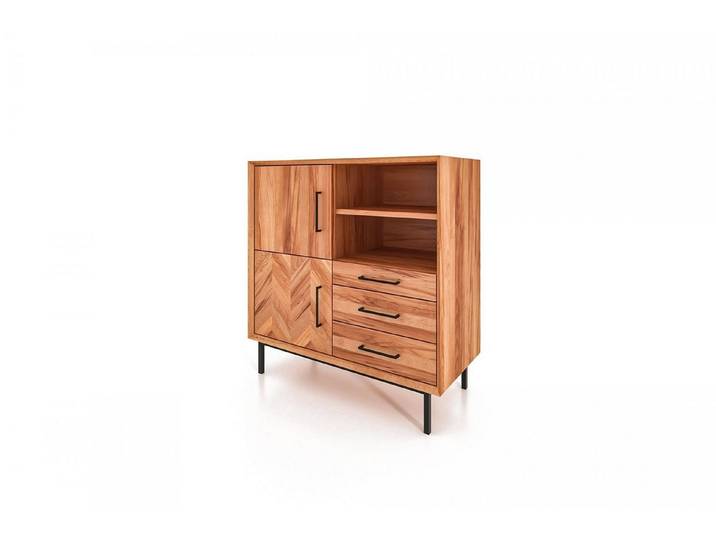 Natur24 Kommode Kommode Seiba Kernbuche massiv 97x45x95 Fischgrät