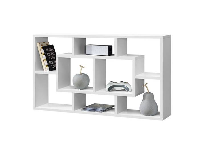 [en.casa] Wandregal Saputit, Weiß, 8 Fächer, 85x48x16 cm, Wohnzimmer, Regale, Wandregale