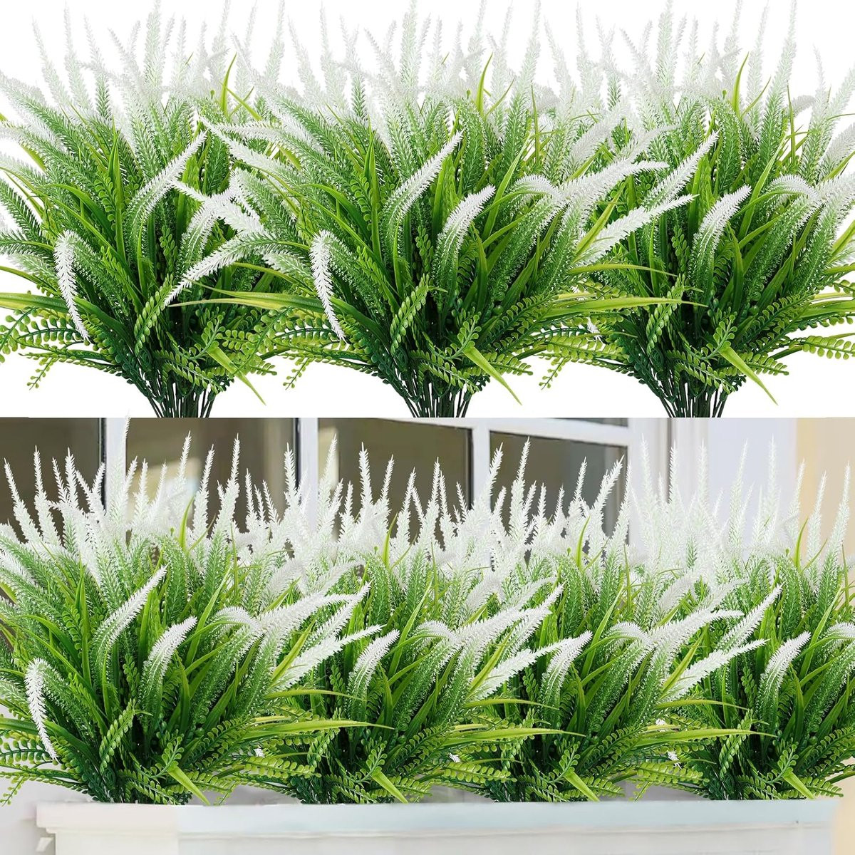 SnelShoppen 6 Bundels Kunstmatige Lavendelbloemen - Wit - UV-bestendig Plastic