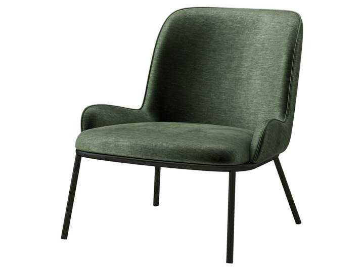Fauteuil lounge en velours retro sauge