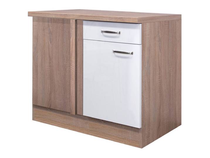 Küchen Unterschrank LUKE 110 cm Eiche/ weiß