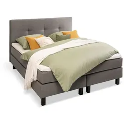 Ergodream Boxspringbett Lund 140 x 200 cm Stoff Grau Anthrazit