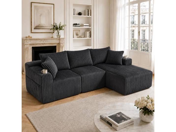 Ensemble - Ensemble de canapé modulable avec méridi - Multicolore - Pour Salon - montage facile - confort optimal