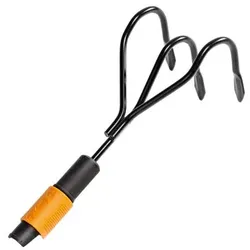 Fiskars QuikFit Krümmer, Gartenkralle, Gartenhacke, Werkzeugkopf, Gartenzubehör, Stahl, Schwarz / Orange, 31 cm, 1000680