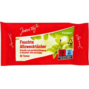 JedenTag Reinigungstücher Allzwecktücher Frischeduft feucht, für alle Oberflächen, im Softpack, 80 Tücher