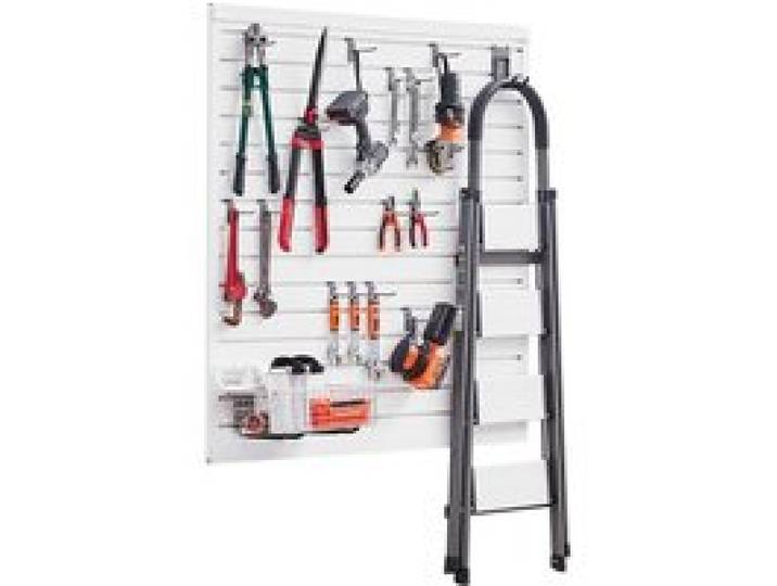 VEVOR Werkzeugwand 1230x1235x20mm, PVC-Garagen-Lamellenwand, weißer Wandorganizer, 136kg pro Platte, Lamellenwandpaneel mit Kupplungsstruktur & DIY-Zuschnitt, geeignet für Lagerung & Präsentation
