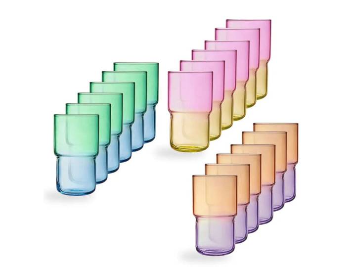 Ensemble de 18 verres colorés 32 cl