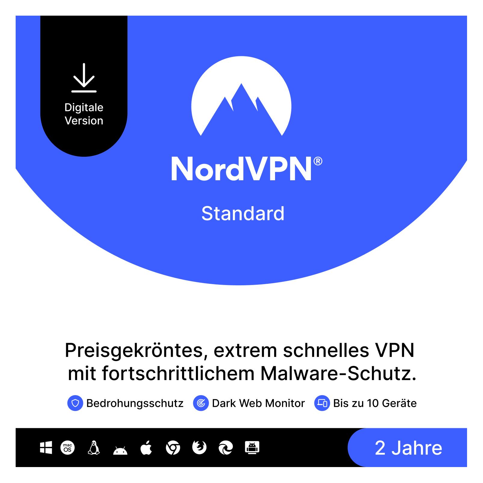 NordVPN Standard (1 User, 10 Geräte/User, 24 Monate) (NV1C2Y-EPDE-E)