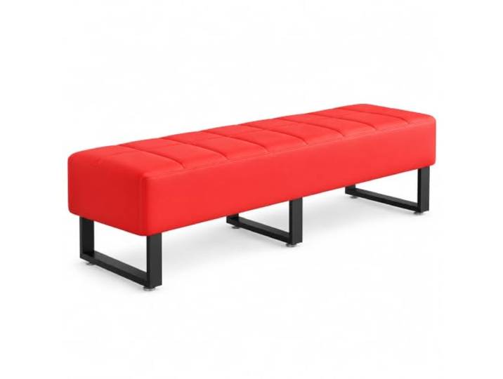 JSWHYBD Wartezimmerbank aus Kunstleder, Empfangsbank mit Stahlrahmen Gepolsterte Sitzbank ohne Rückenlehne für Büro, Empfang, Lobby, Hotel, Salon & Wartebereich(Red,180cm/70.9in)