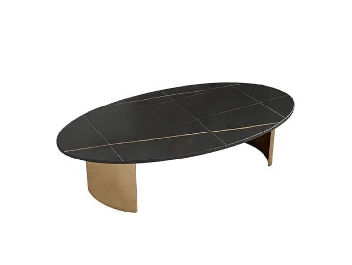 NIUHUAHUI Teetisch, Wohnzimmer, Heimgebrauch, Felsplatten-Couchtisch, kleine Einheit, modern, einfach, elliptisch, nordisch(Black,S)