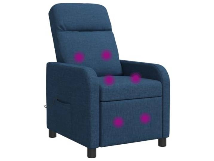 NLQMSU Massagesessel, neigbar, Stoff, 115 bis 160 °, Blau 6 gezielte Massagepunkte, Fernbedienung, flache Armlehnen, verstellbare Rückenlehne, Metall- und Holzrahmen