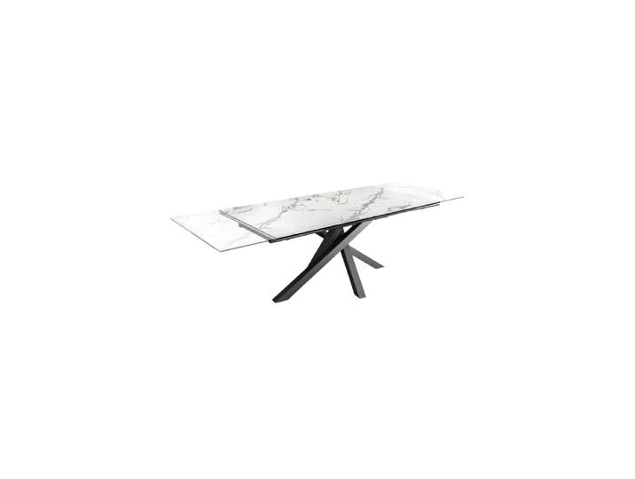 Ausziehbarer Designer Esstisch „Marvin“ aus Keramik 180-260 x 90 cm Marmoroptik Weiss Invicta Interiors