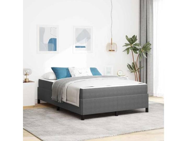 Holzwerkstoff mit atmungsaktivem Stoff Design Bett 140 x 200 cm Hellgrau Bettrahmen mit Matratze Hellgrau 140 x 200 cm Stoff Doppelbett mit Lattenrost Taschenfederkern Modernes Gestell