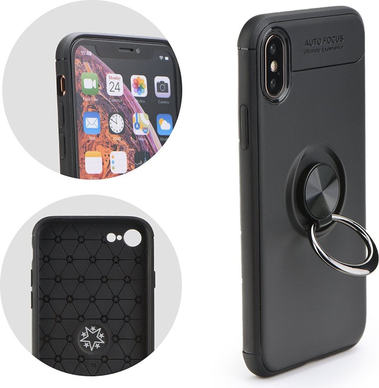 Cofi1453 Premium telefoonhoesje voor Xiaomi Redmi Note 8, TPU bumper case met magnetische 360 graden draaibare ring en standaard
