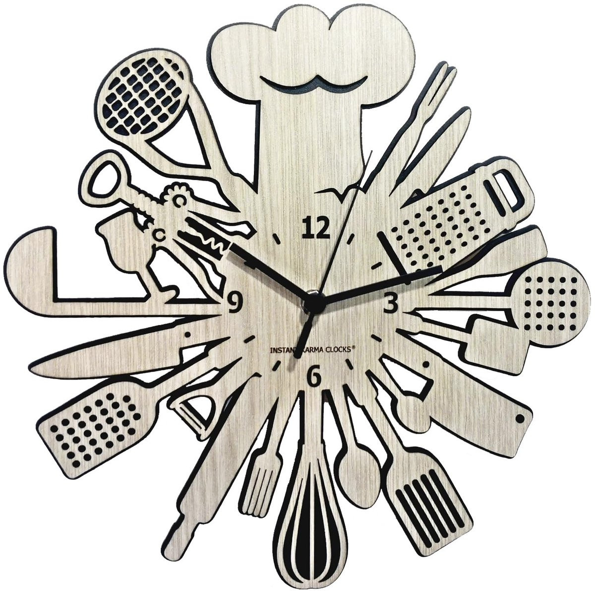 Houten Wandklok voor Koks - Stille Keuken Klok