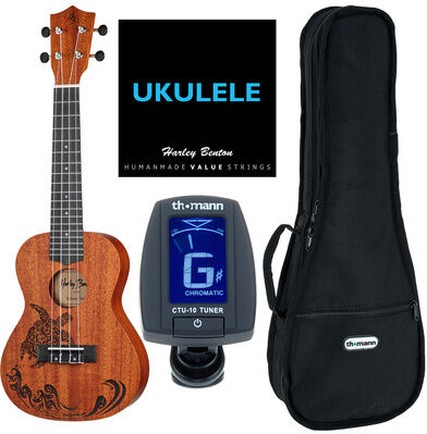 Harley Benton Kahuna-C Turtle Bundle Natur matt mit gelasertem