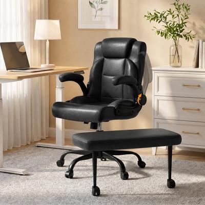 Kodotan sofa Cross Legged Office Chair with Arms, Wide Criss Cross Chair with Wheels, 360°Rotating Footrest, Height Adjustable Swivel Chair