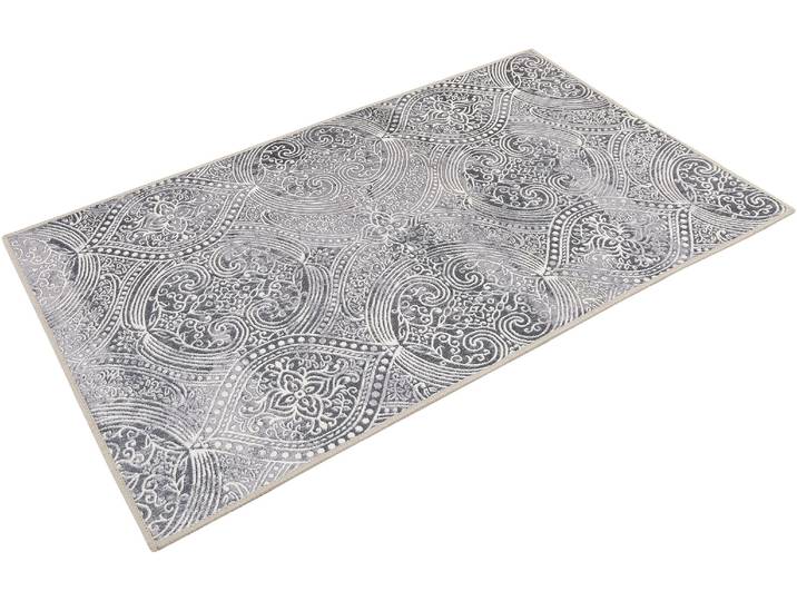 Badematte WECON HOME Louis , bunt (grau, silberfarben), H:6mm, Polyester, Badematten, Badematte, Vintage Orient Stil, Badezimmerteppich, waschbar