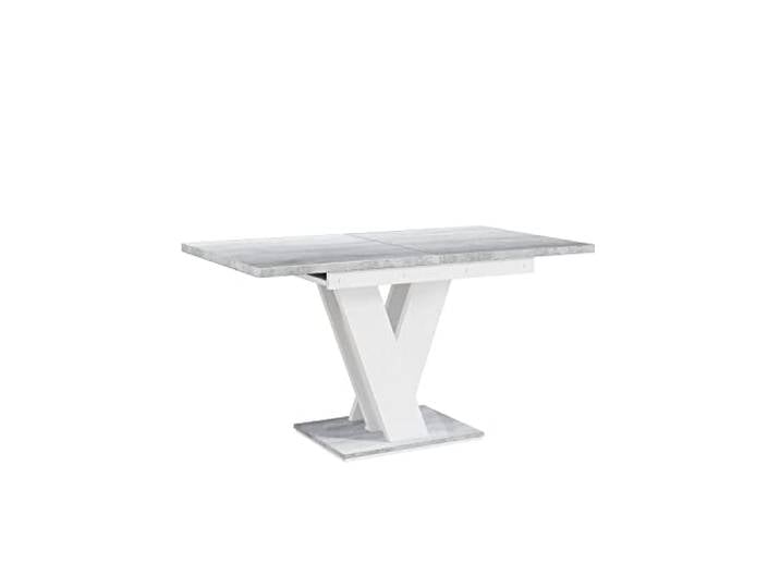 MEBLINI Esstisch Ausziehbar - Esszimmertisch Modern - Küchentisch - Säulentisch - Ausziehtisch - Dining Table - Esszimmertische - 120-160x80x75cm - MASIV - Weiß Matt/Betonoptik