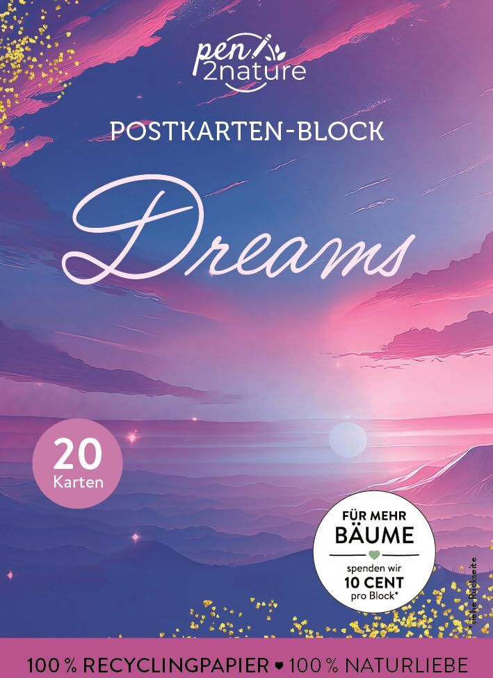 pen2nature - Postkartenblock Dreams: 20 Karten I 100% Recyclingpapier 100% Naturliebe - Preis vom 19.10.2026 19:33:35 h