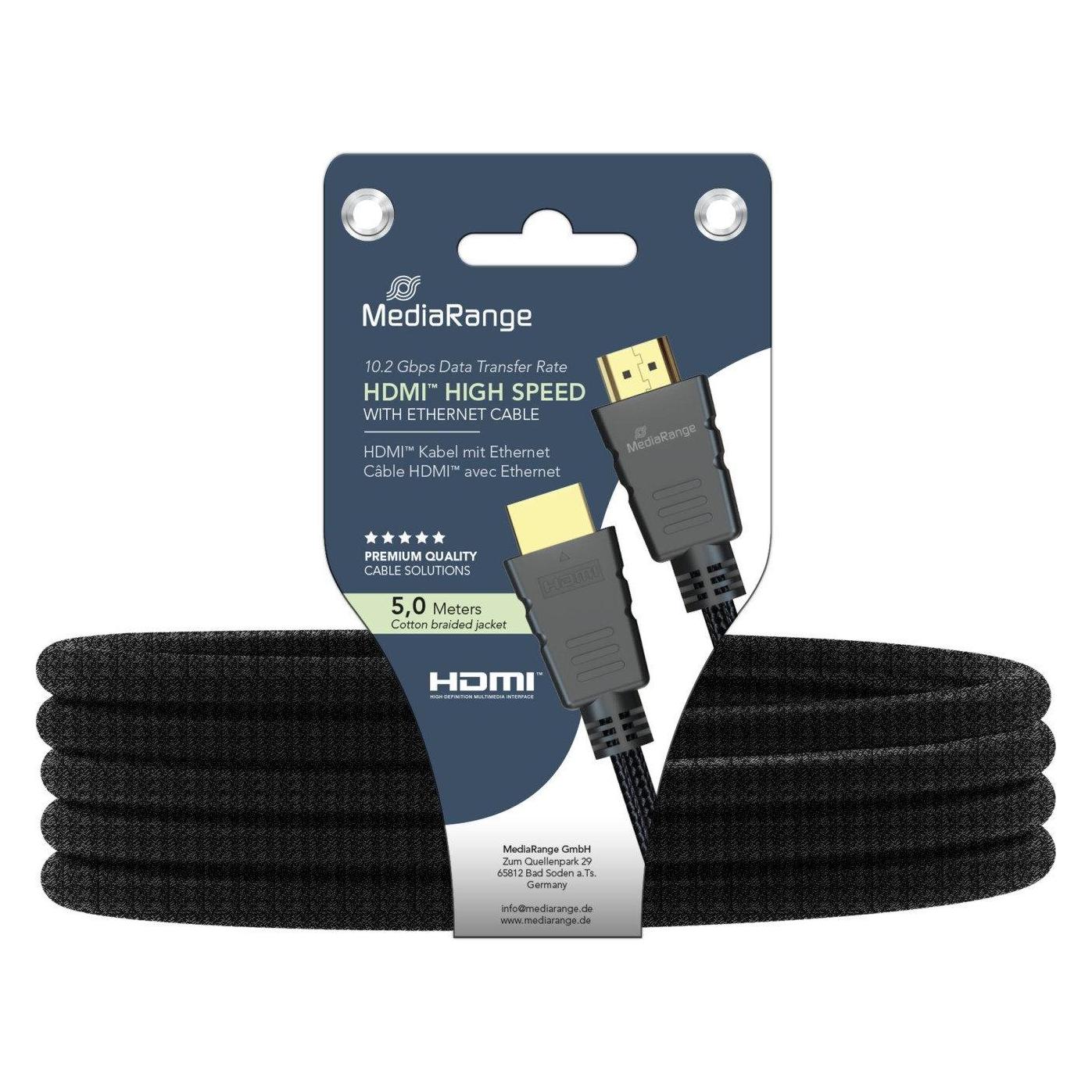 MediaRange HDMI High Speed Ethernet Anschlussk. 10Gibt/s (5 m) (MRCS211)