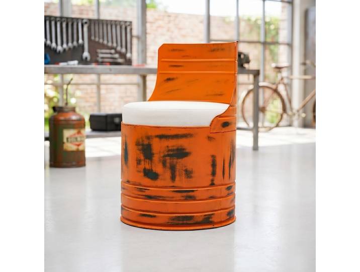 Fauteuil industriel bidon orange