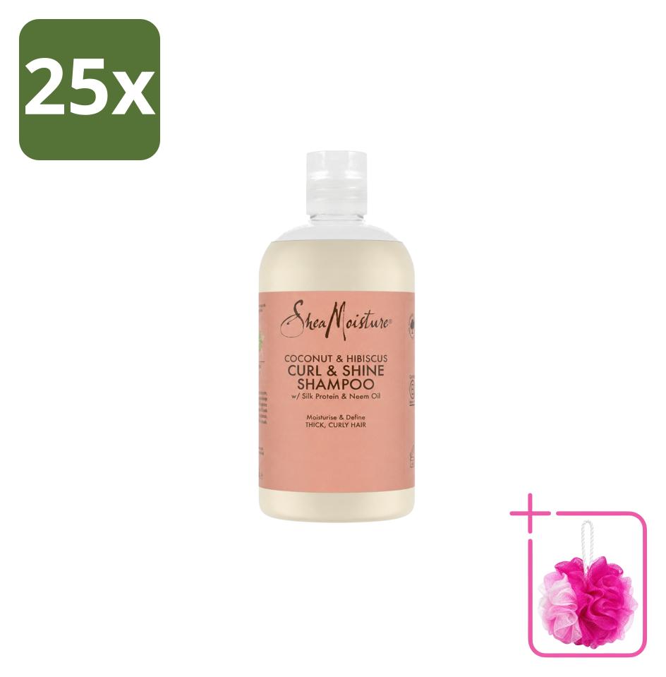 25 x Shea Moisture Coconut & Hibiscus Curl & Shine Shampoo 384 ml - Sparpackung - 25 Stücke