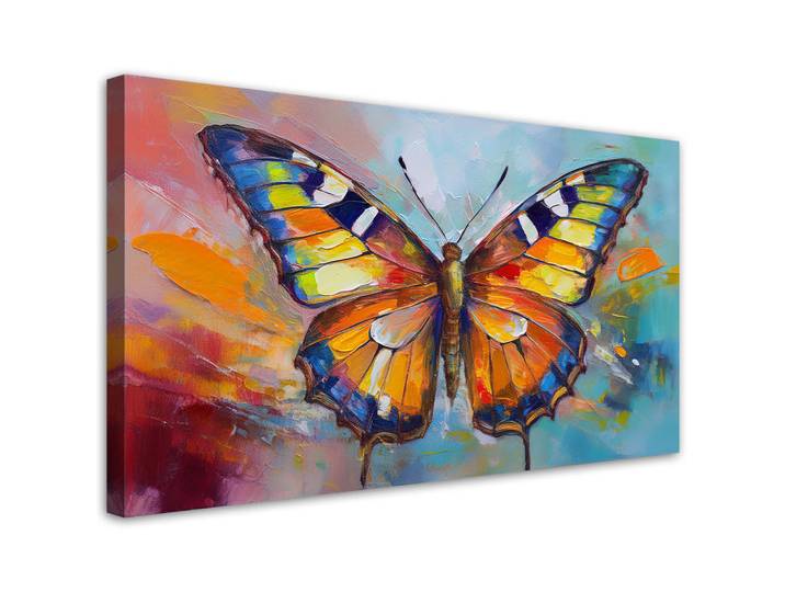Feeby Leinwandbild Bunter Schmetterling 120x60cm, Mehrfarbig, Tiere, Rechteckig, 120x60 cm, Bilder & Rahmen, Bilder, Leinwandbilder