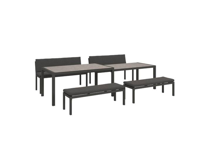 Amatio Pro Gartenset, Anthrazit, Dunkelgrau, 12-teilig, Füllung: Schaumstoff,Polyester, Tisch ausziehbar, Tische mit Glasplatte, Gartenmöbel, Gartengarnituren, Gartenmöbel-Sets