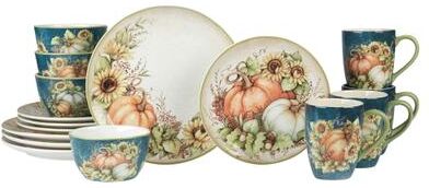 "Certified International Autumn Breeze 16 pc Dinnerware Set, Service for 4 - 11"" Diam x 1"""