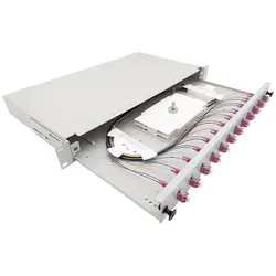 Tecline LWL Spleissbox, 12-fach LC-Duplex, OM4, mit LC Duplex-Kupplungen und Pigtails, 19", ausziehba (Netzwerk Kupplung, Netzwerk Zubehör), Zubehör Netzwerk