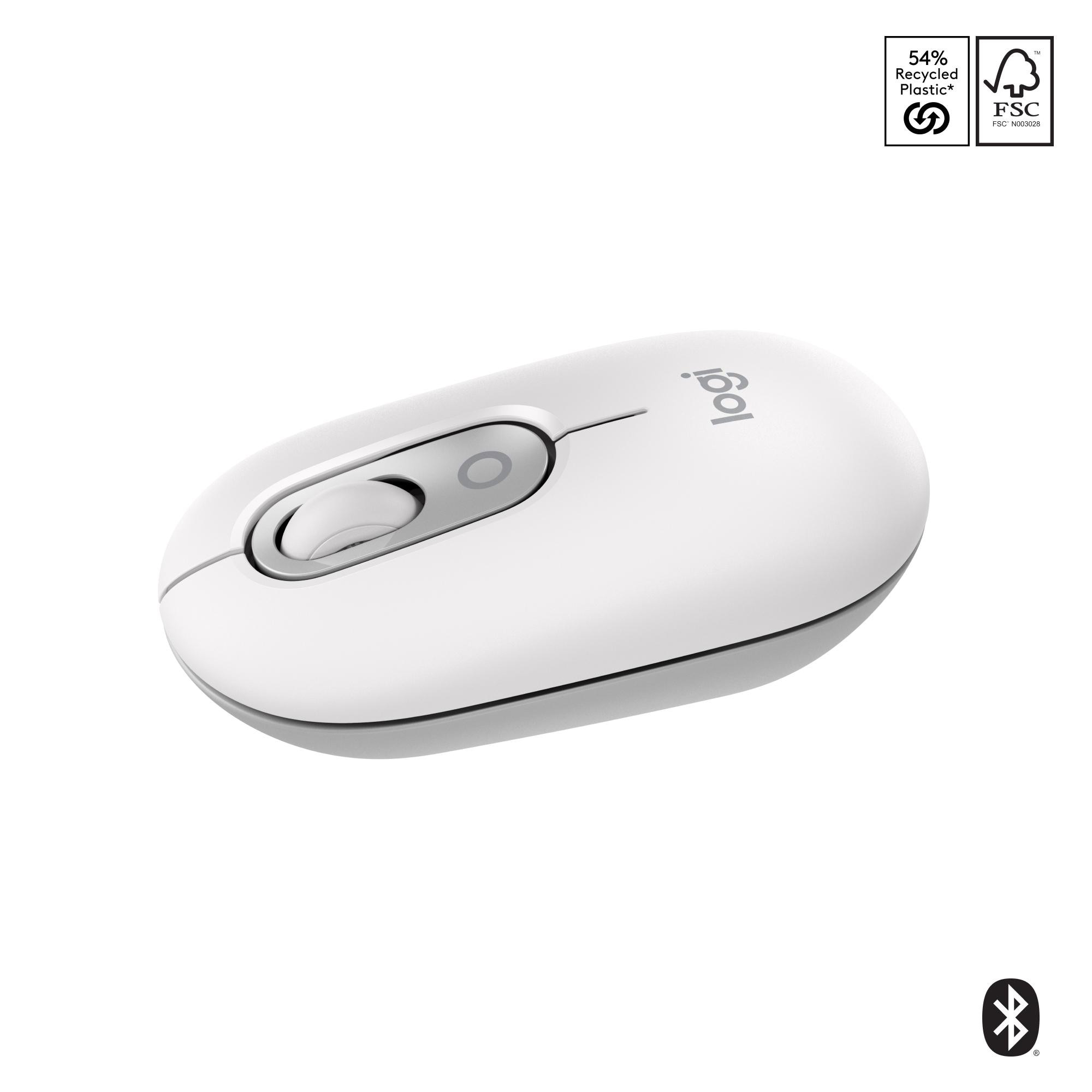 Logitech POP Icon Mouse mit personalisierbarem Emoji, Weiß, SilentTouch-Technologie, Easy-Switch-Taste (Bis zu 3 Geräte) 910-007411