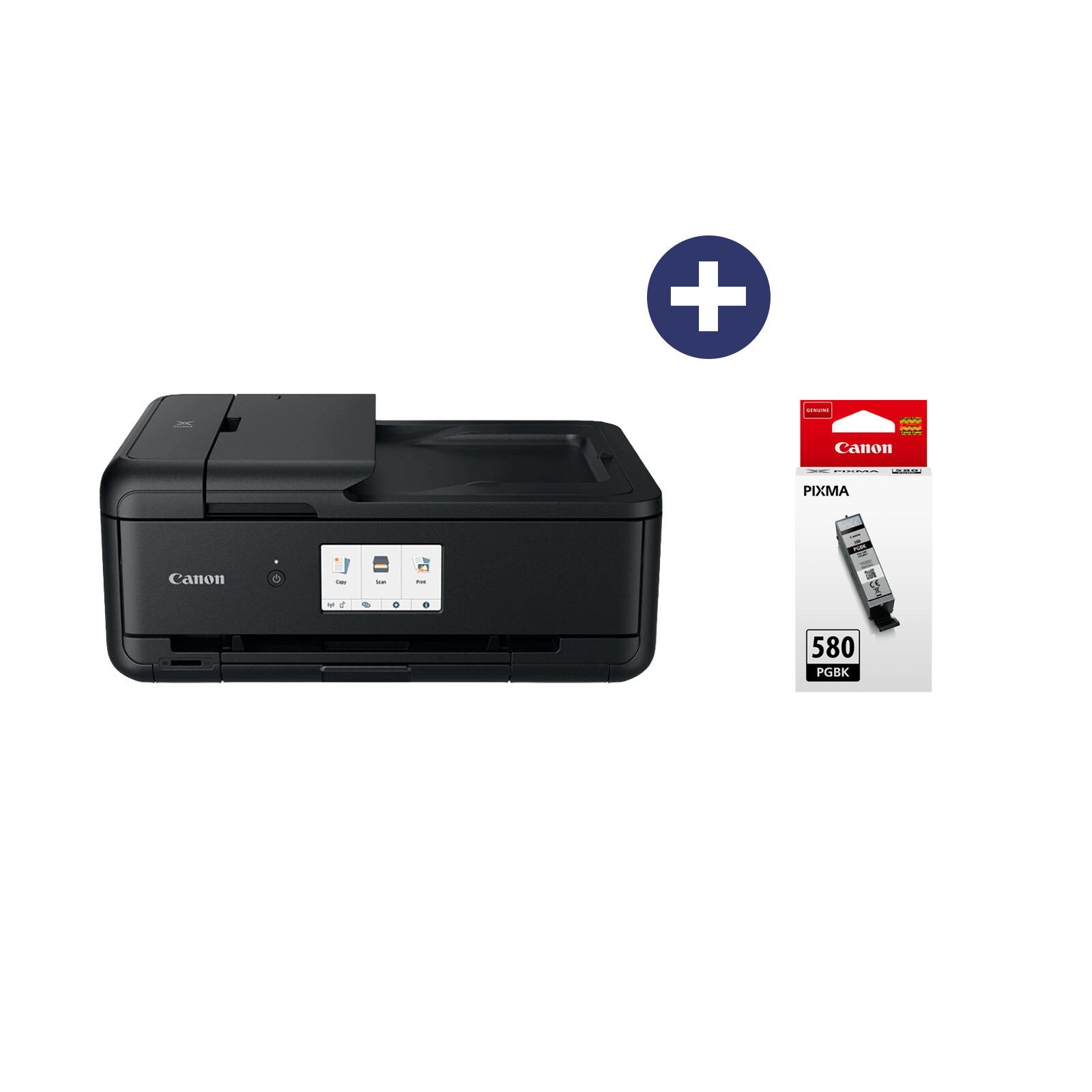 Canon PIXMA TS9550a Tintenstrahl-Multifunktionsdrucker + Canon Original PGI-580PGBK Druckerpatrone - schwarz 200 Seiten 2988C036 & 2078C001