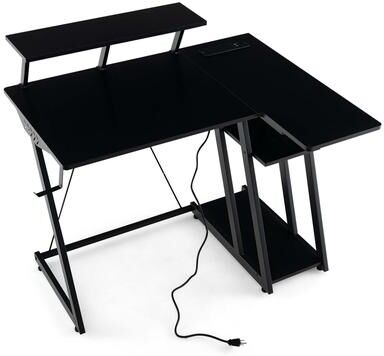 L Shaped Gaming Desk Small Gaming Computer Desk with Power Outlets