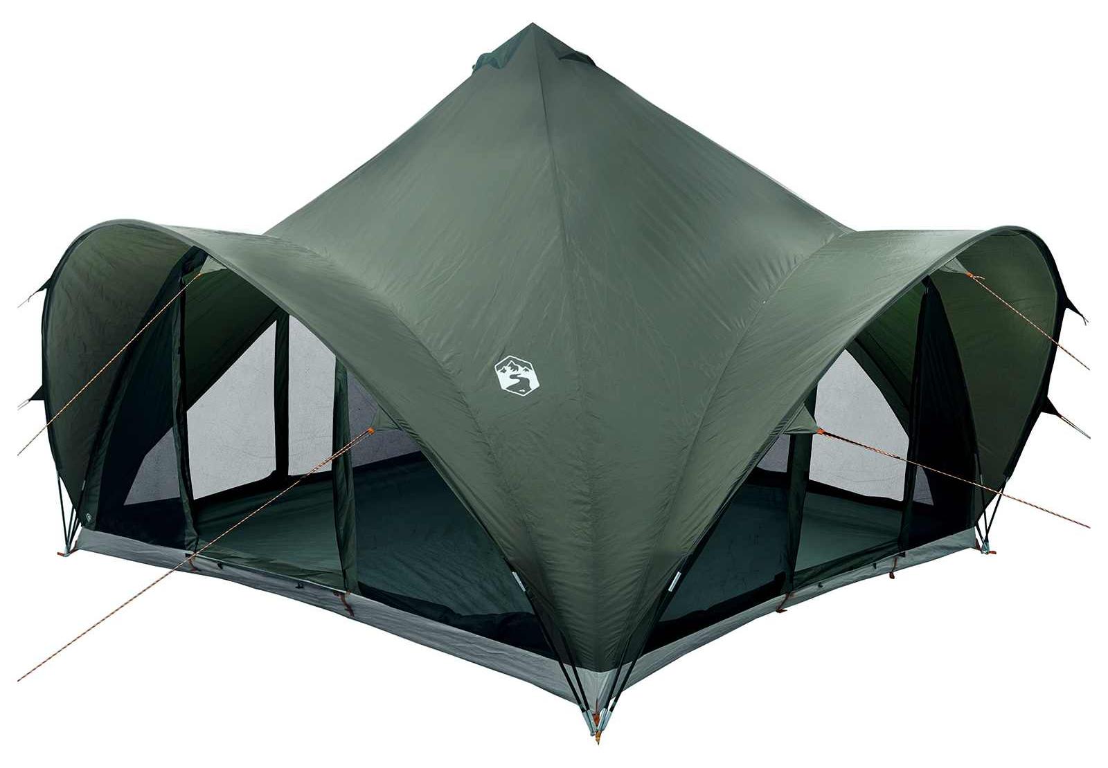 Tipi Zelt mit Dach Armeegrün 6-Personen Polyester und Stahl