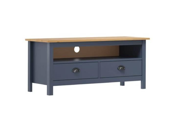 Makastle TV Schrank Grau Kiefer Massivholz 110x40x47 cm