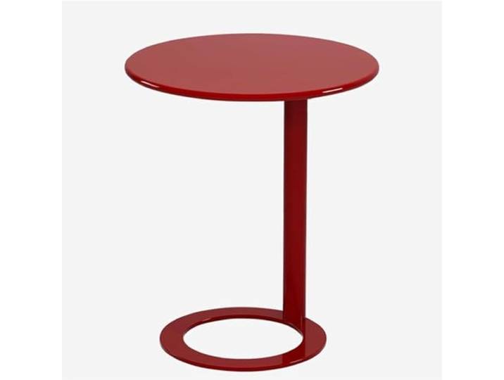 HGYNBCP C-förmiger Beistelltisch – moderner Couchtisch aus Metall for das Wohnzimmer(Red,60x74cm/24x29in)