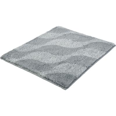 Badematte KLEINE WOLKE "»Onda«, Badvorleger, Badezimmer Teppich", grau (anthrazit), H:15mm, Polyacryl, Badematten, Badematte, Badteppich, modernes Ton in Ton Wellendesign, flauschig