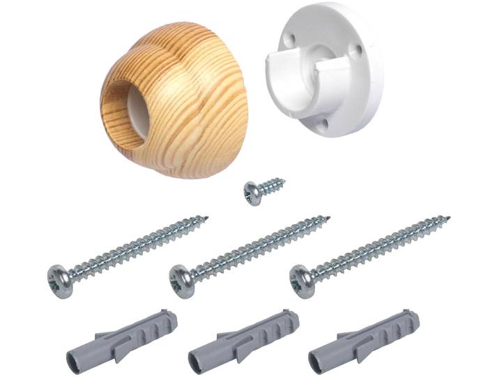 Wandträger LIEDECO Thüringen , beige (kiefer), Ø:2,8cm, Gardinenstangenhalterungen, Wandträger, für Gardinenstangen Ø 28 mm